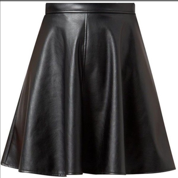 Dresses & Skirts - Black Leather Skater Mini Skirt